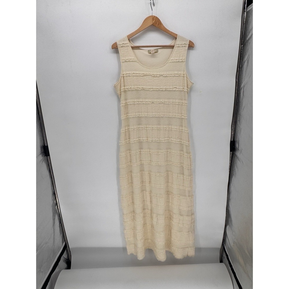 Nurture Womens Dress Large Ivory Asymmetrical Lace Boho Lagenlook Maxi Cottage o